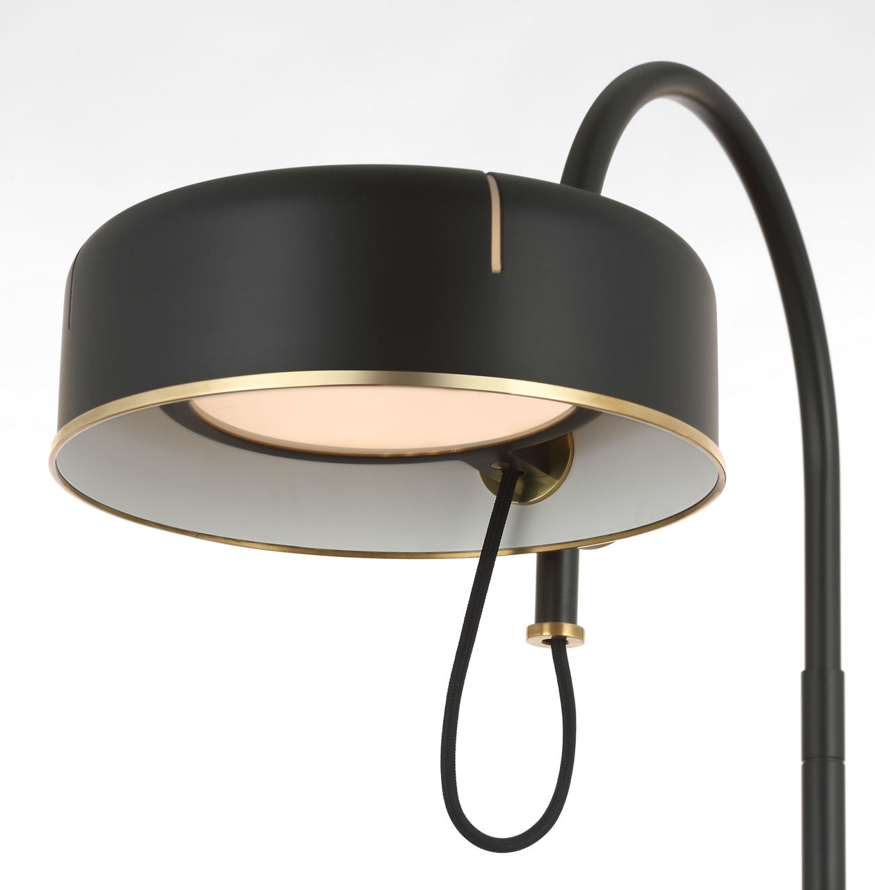 Oso 25" Arc Table Lamp | Modern Iron and Hand-Rubbed Antique Brass | Modern Iron Shade