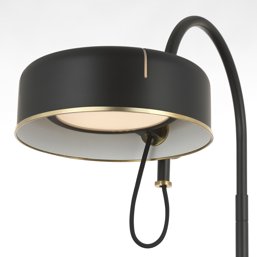 Oso 25" Arc Table Lamp | Modern Iron and Hand-Rubbed Antique Brass | Modern Iron Shade