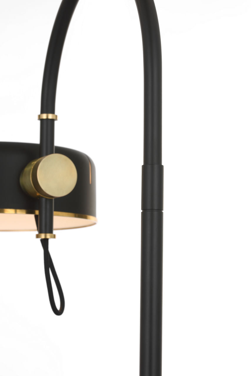 Oso 25" Arc Table Lamp | Modern Iron and Hand-Rubbed Antique Brass | Modern Iron Shade