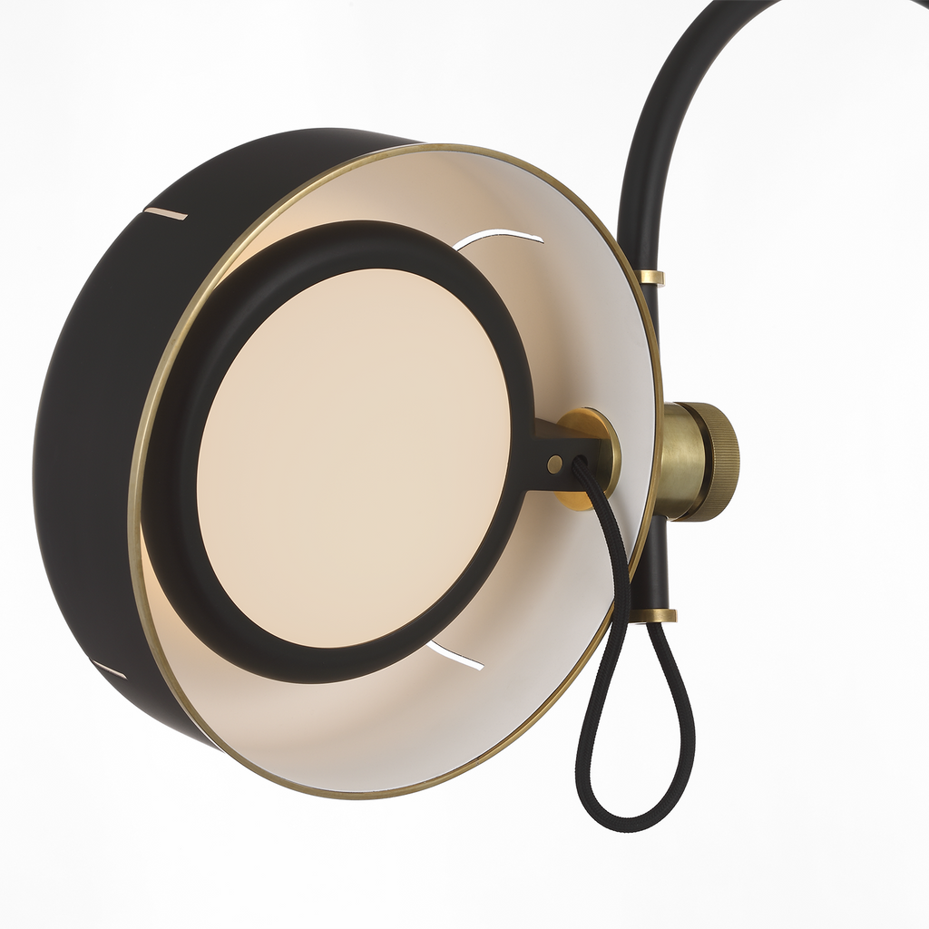 Oso 25" Arc Table Lamp | Modern Iron and Hand-Rubbed Antique Brass | Modern Iron Shade