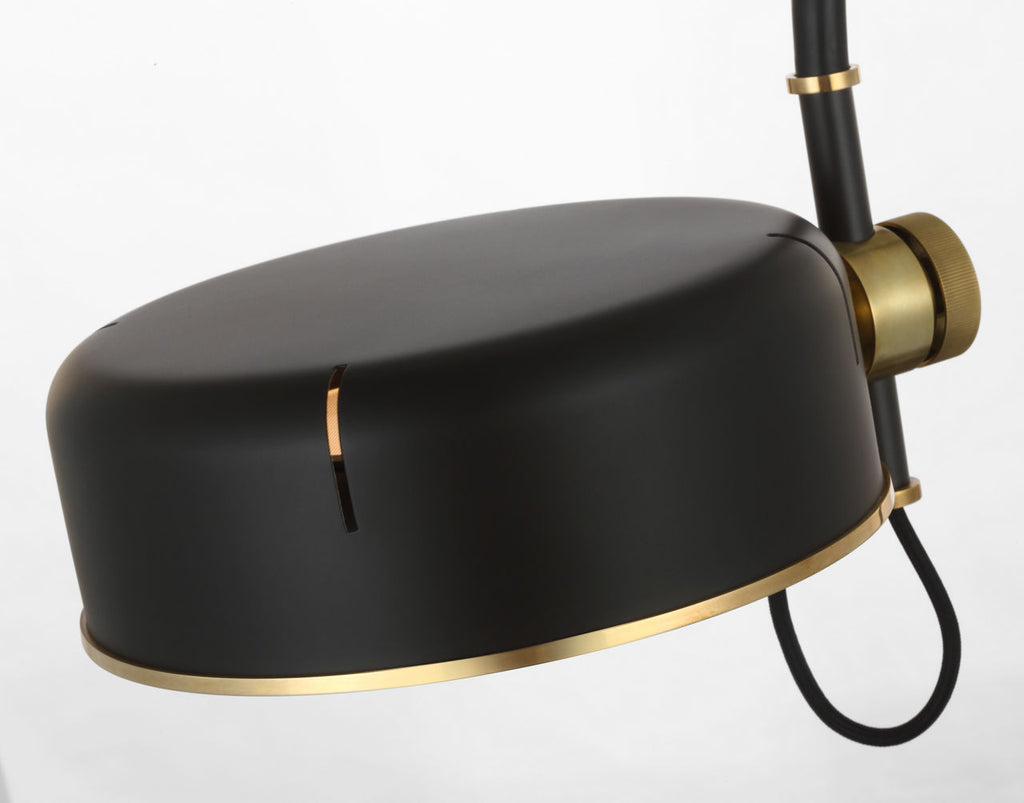Oso 25" Arc Table Lamp | Modern Iron and Hand-Rubbed Antique Brass | Modern Iron Shade
