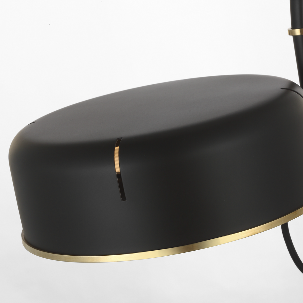 Oso 25" Arc Table Lamp | Modern Iron and Hand-Rubbed Antique Brass | Modern Iron Shade