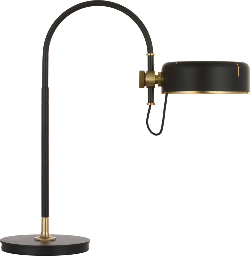 Oso 25" Arc Table Lamp | Modern Iron and Hand-Rubbed Antique Brass | Modern Iron Shade