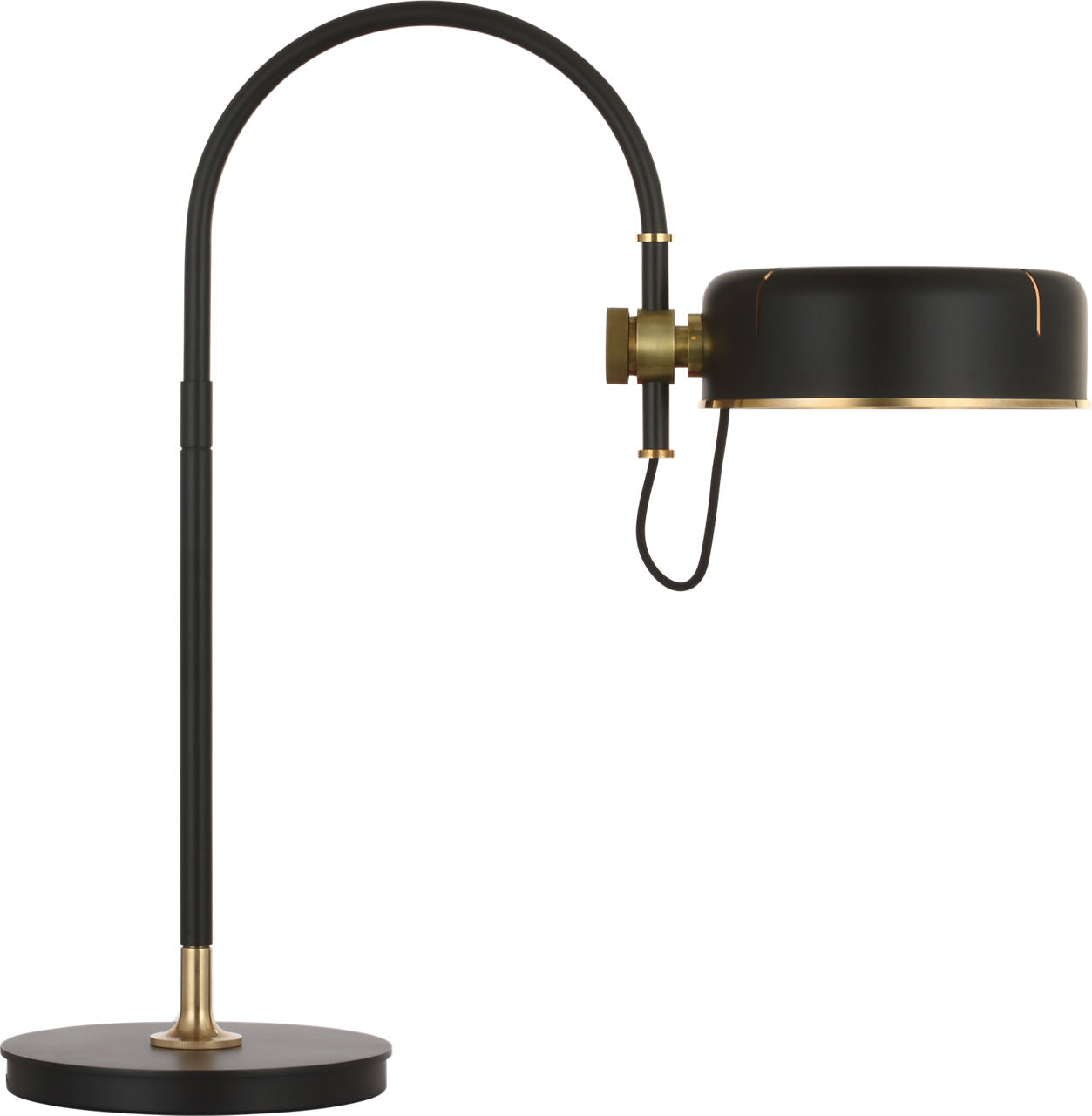 Oso 25" Arc Table Lamp | Modern Iron and Hand-Rubbed Antique Brass | Modern Iron Shade