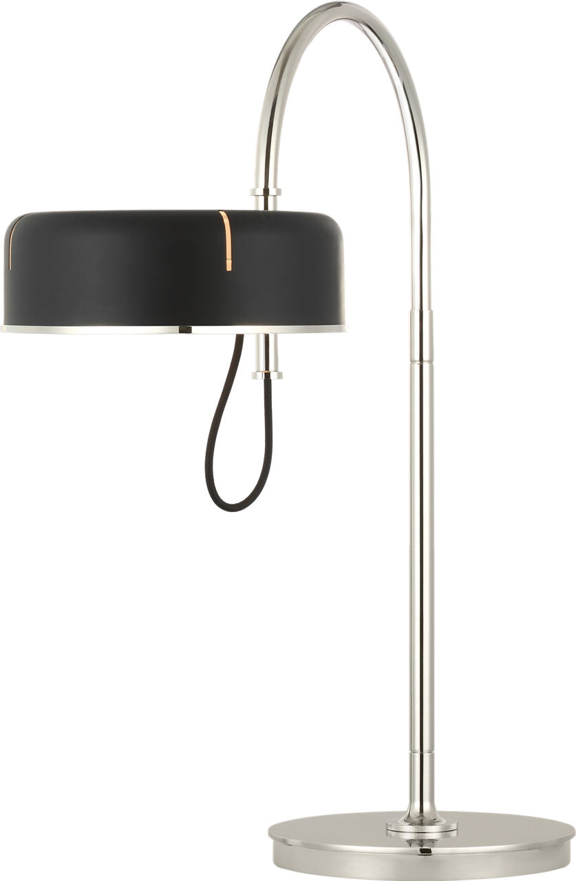 Oso 25" Arc Table Lamp | Polished Nickel | Matte Black Shade