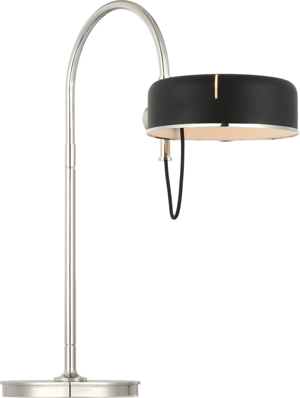 Oso 25" Arc Table Lamp | Polished Nickel | Matte Black Shade