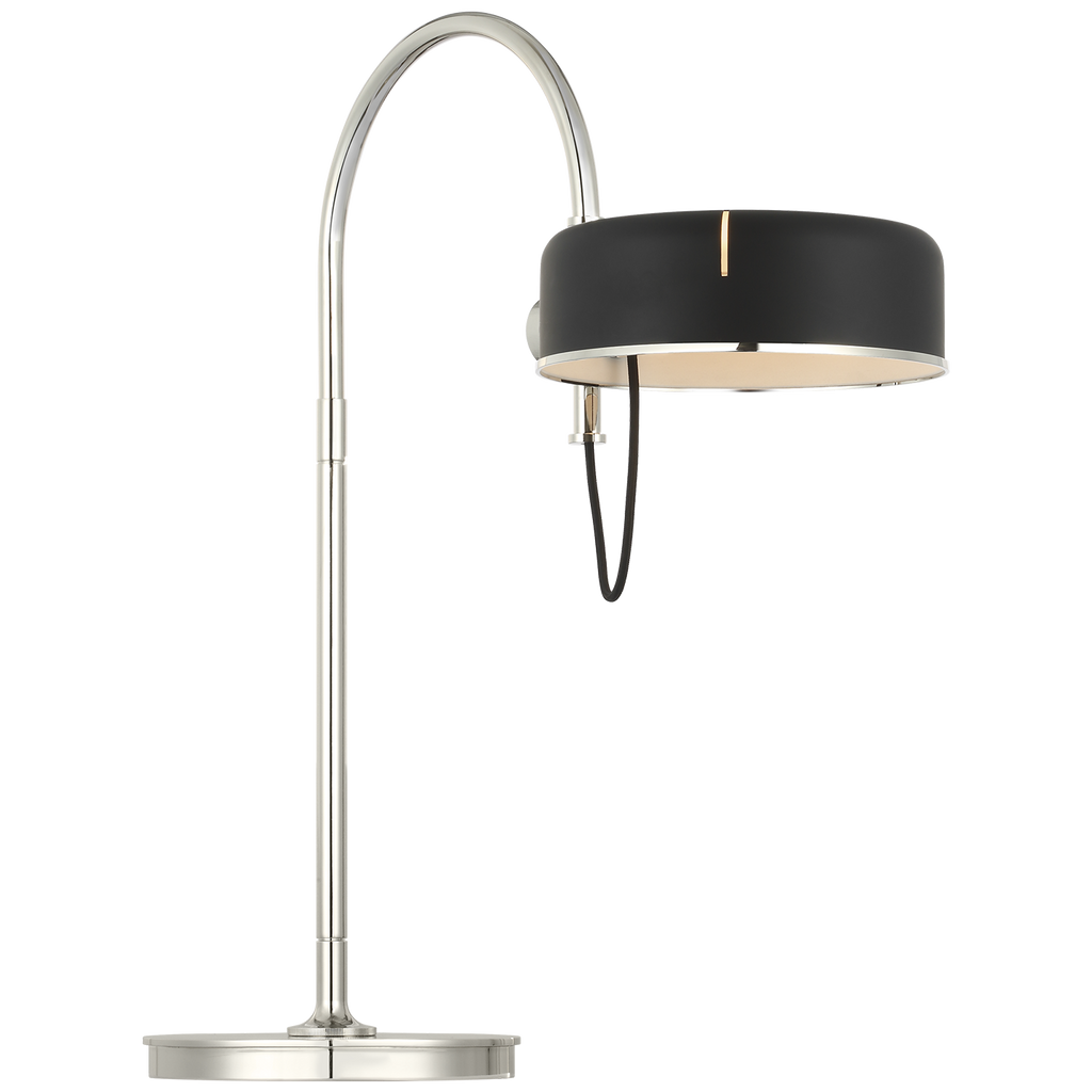 Oso 25" Arc Table Lamp | Polished Nickel | Matte Black Shade