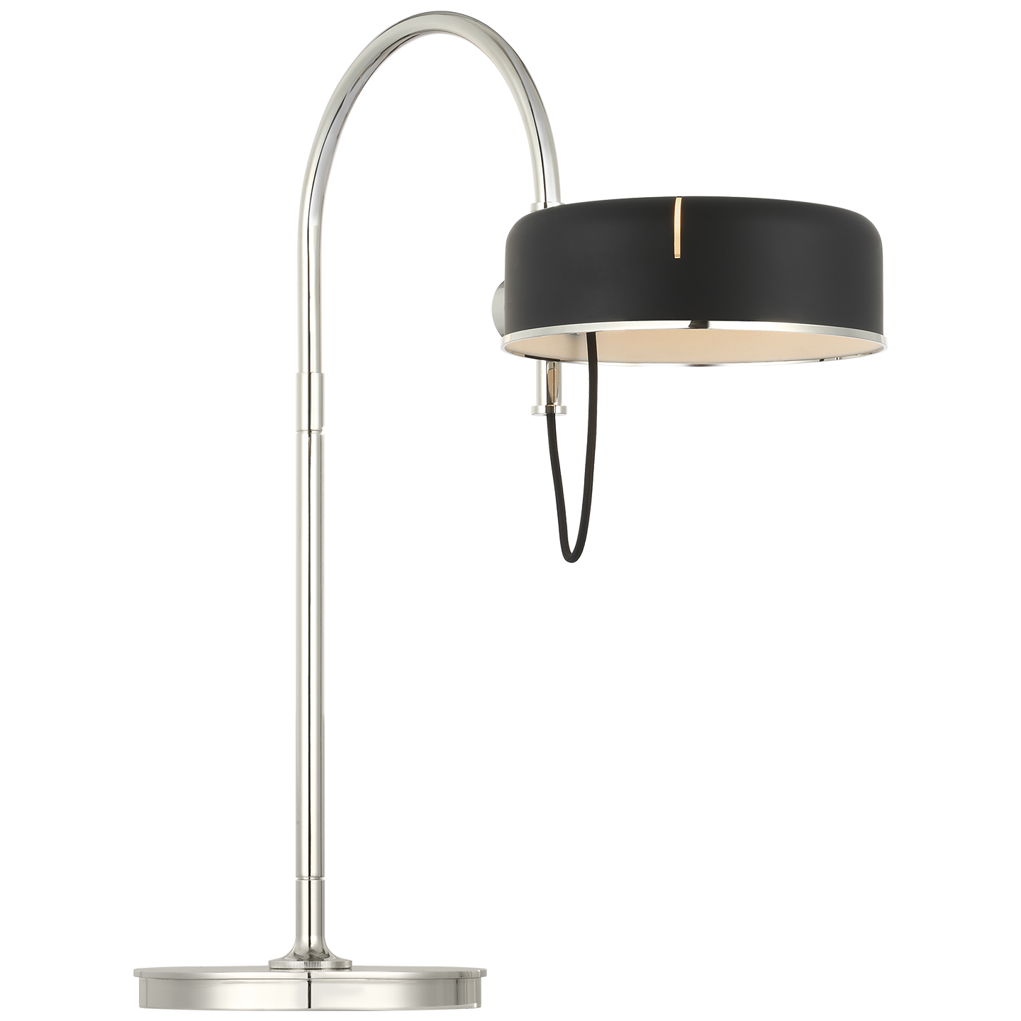 Oso 25" Arc Table Lamp | Polished Nickel | Matte Black Shade