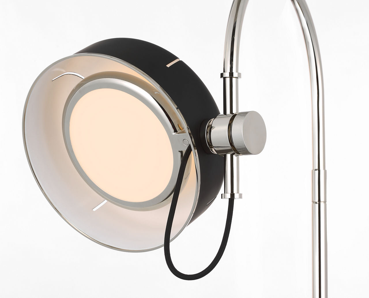 Oso 25" Arc Table Lamp | Polished Nickel | Matte Black Shade
