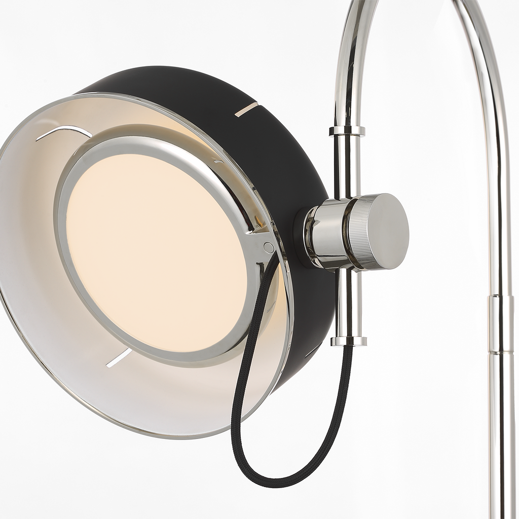 Oso 25" Arc Table Lamp | Polished Nickel | Matte Black Shade