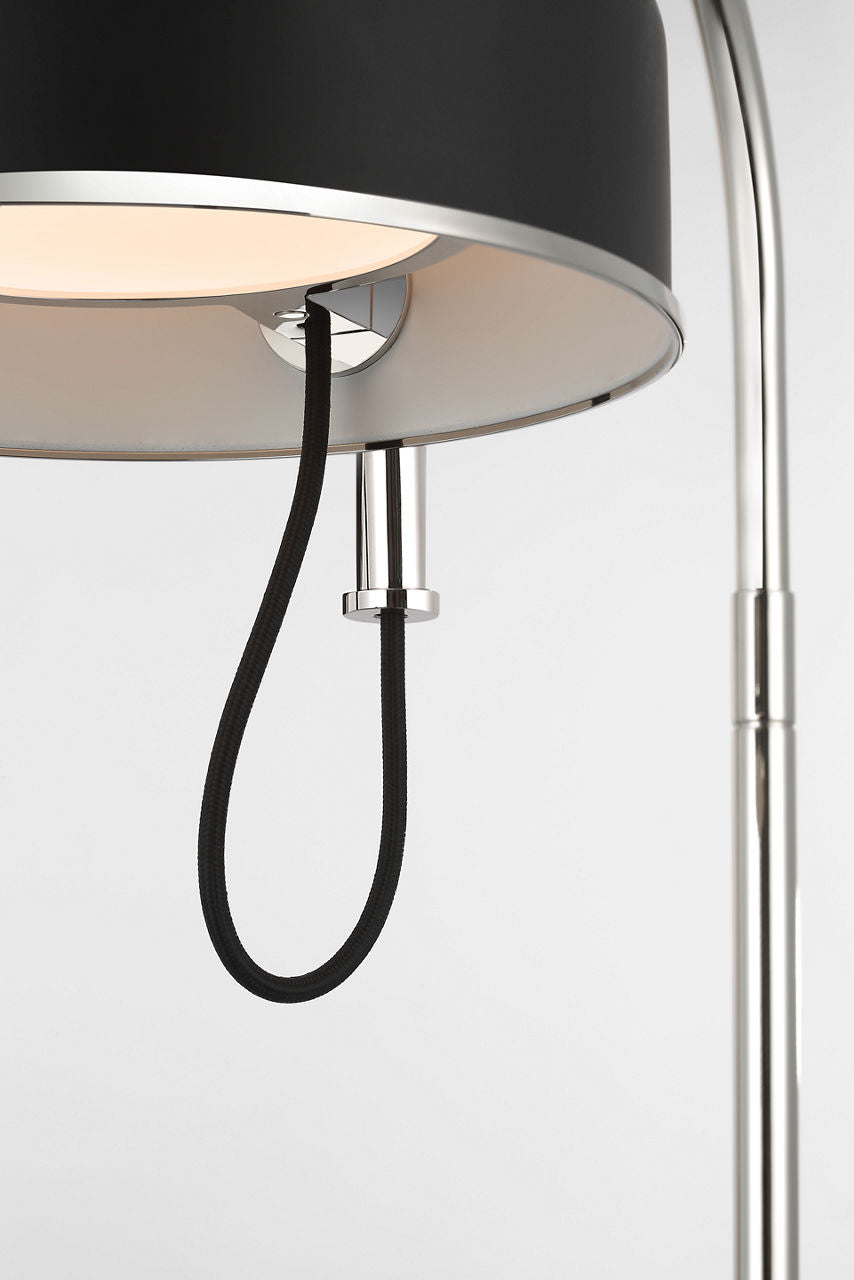 Oso 25" Arc Table Lamp | Polished Nickel | Matte Black Shade