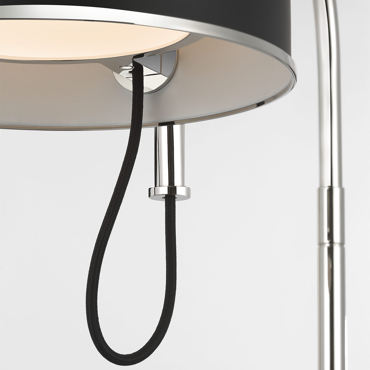 Oso 25" Arc Table Lamp | Polished Nickel | Matte Black Shade