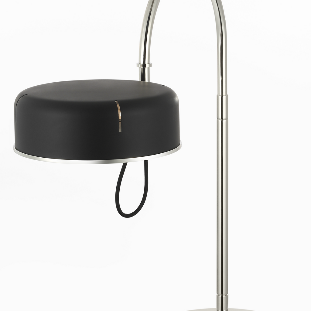 Oso 25" Arc Table Lamp | Polished Nickel | Matte Black Shade