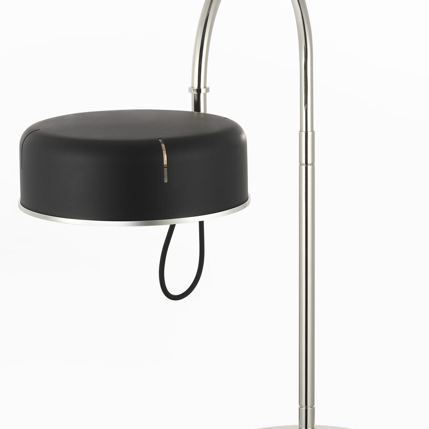 Oso 25" Arc Table Lamp | Polished Nickel | Matte Black Shade