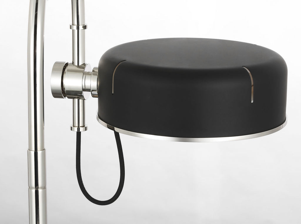 Oso 25" Arc Table Lamp | Polished Nickel | Matte Black Shade