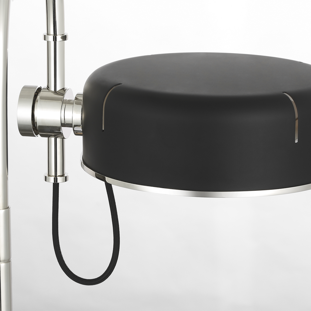 Oso 25" Arc Table Lamp | Polished Nickel | Matte Black Shade