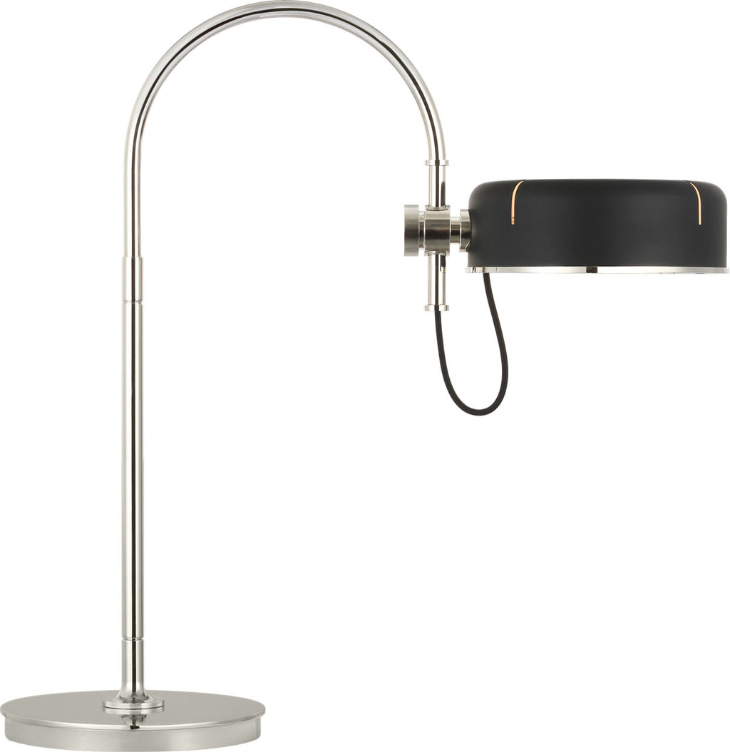 Oso 25" Arc Table Lamp | Polished Nickel | Matte Black Shade