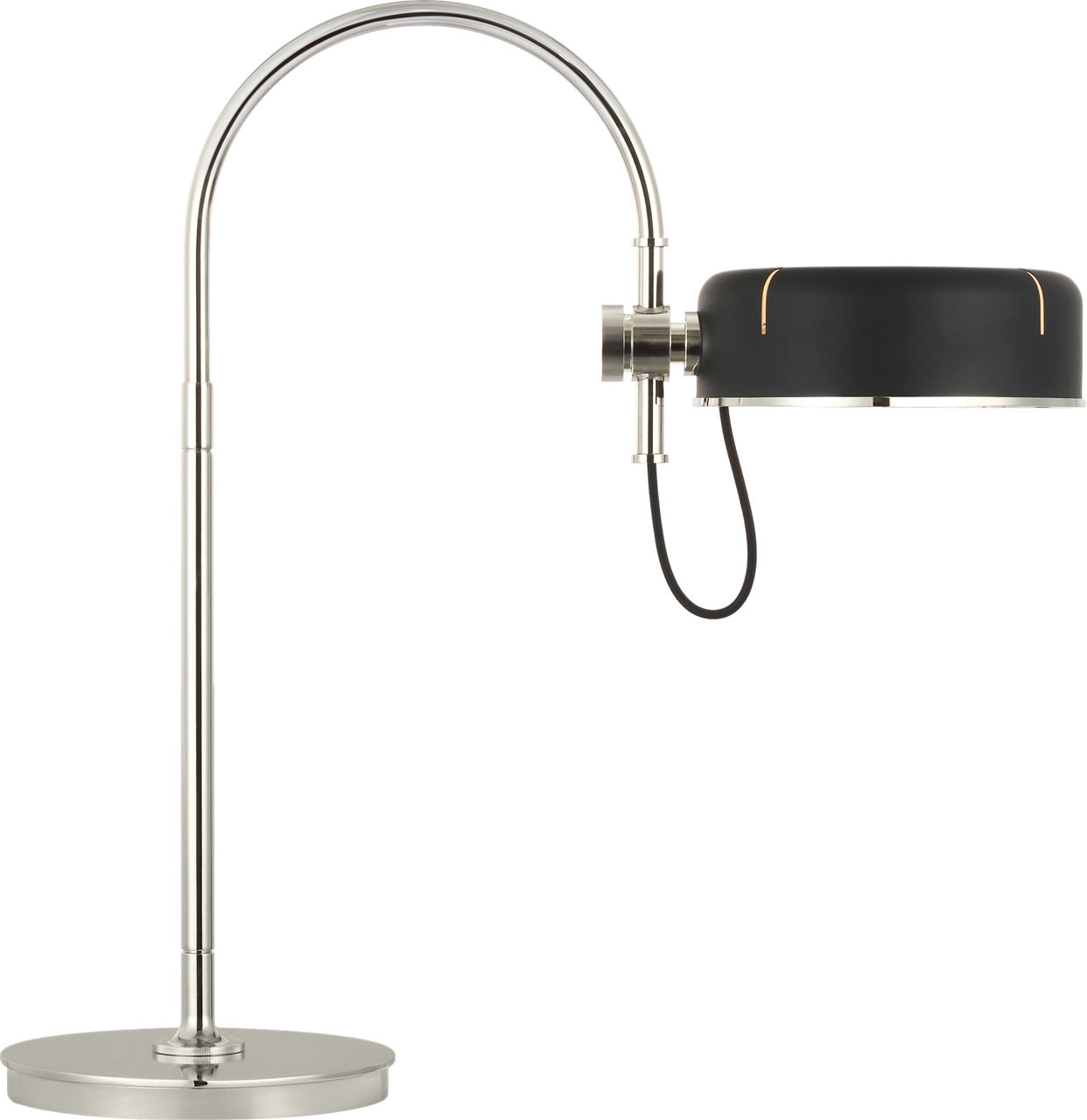 Oso 25" Arc Table Lamp | Polished Nickel | Matte Black Shade