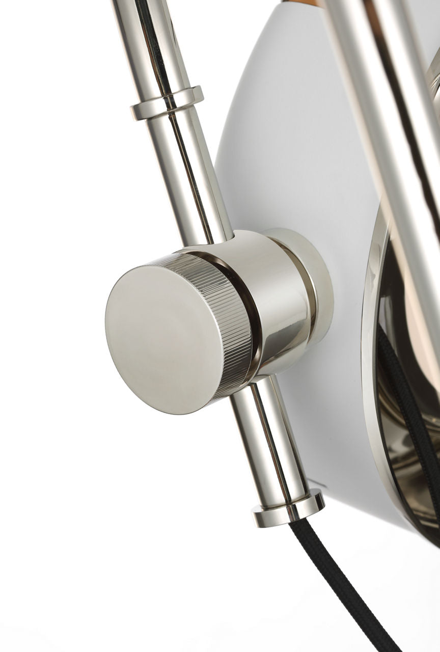Oso 25" Arc Table Lamp | Polished Nickel | Matte White Shade