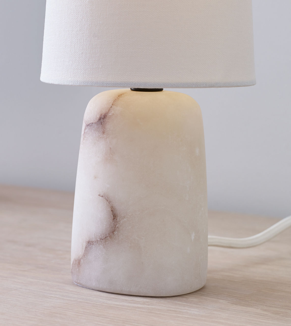 Jinny Medium Table Lamp | Alabaster | Linen Shade