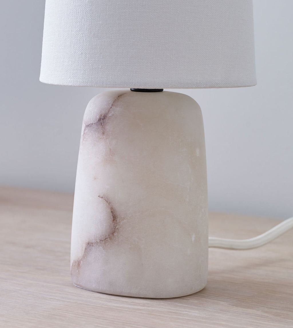 Jinny Medium Table Lamp | Alabaster | Linen Shade