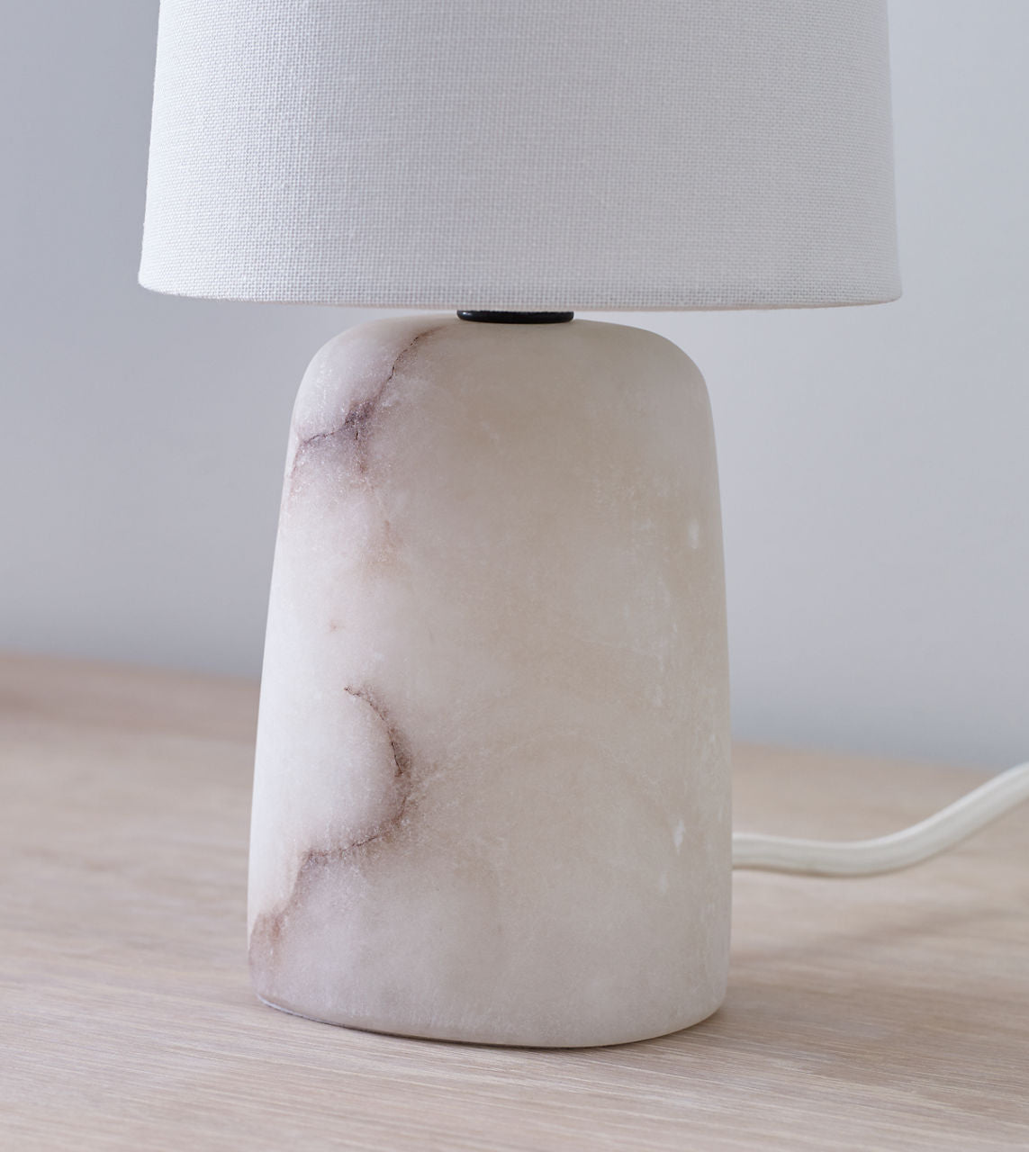 Jinny Medium Table Lamp | Alabaster | Linen Shade
