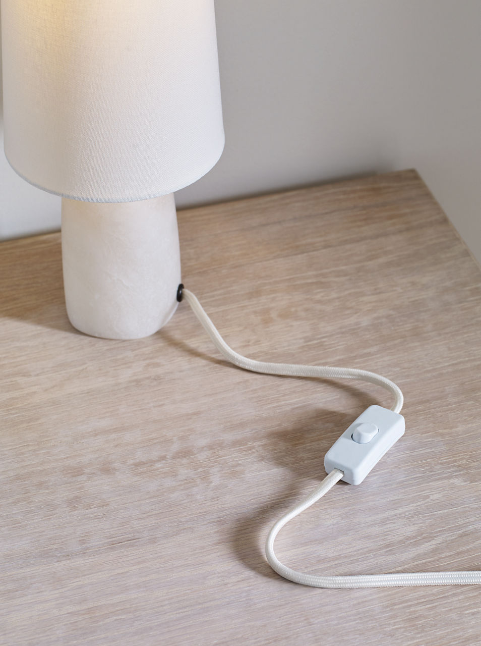 Jinny Medium Table Lamp | Alabaster | Linen Shade