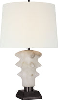 Luxor Medium Table Lamp | Alabaster and Bronze | Linen Shade