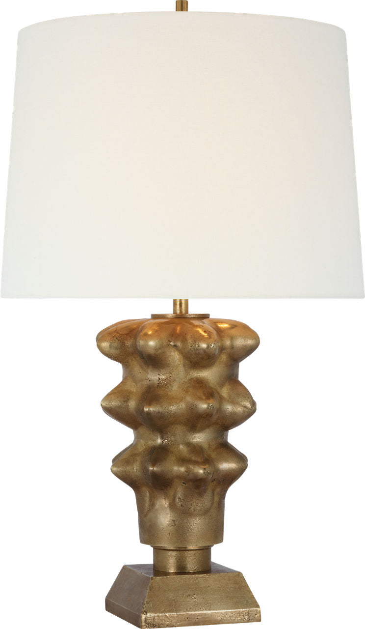 Luxor Medium Table Lamp | Museum Brass | Linen Shade