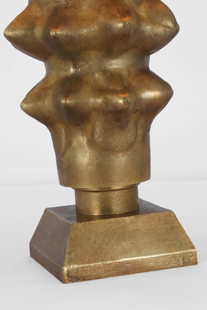 Luxor Medium Table Lamp | Museum Brass | Linen Shade