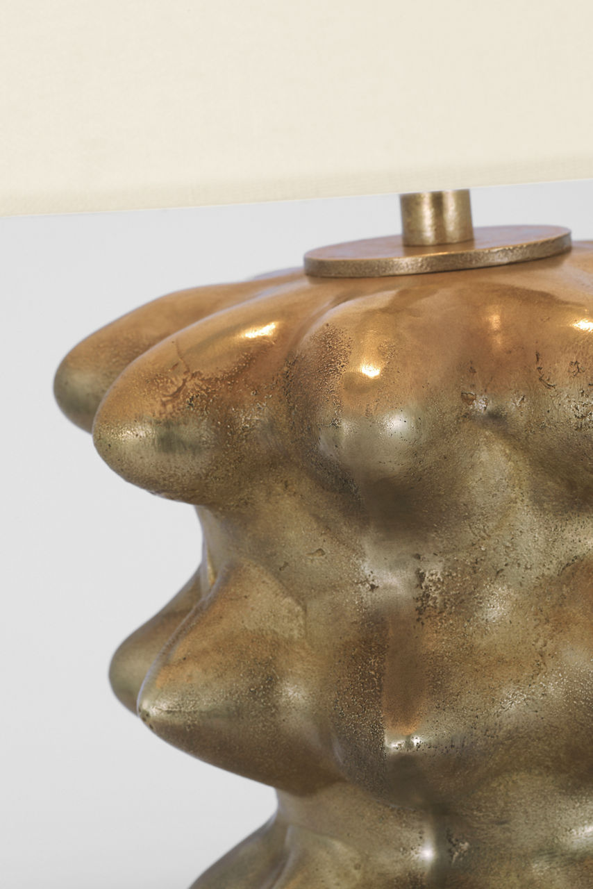 Luxor Medium Table Lamp | Museum Brass | Linen Shade