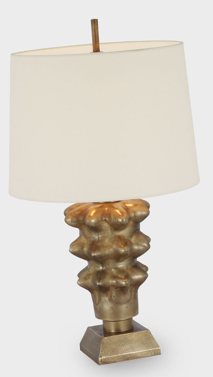Luxor Medium Table Lamp | Museum Brass | Linen Shade