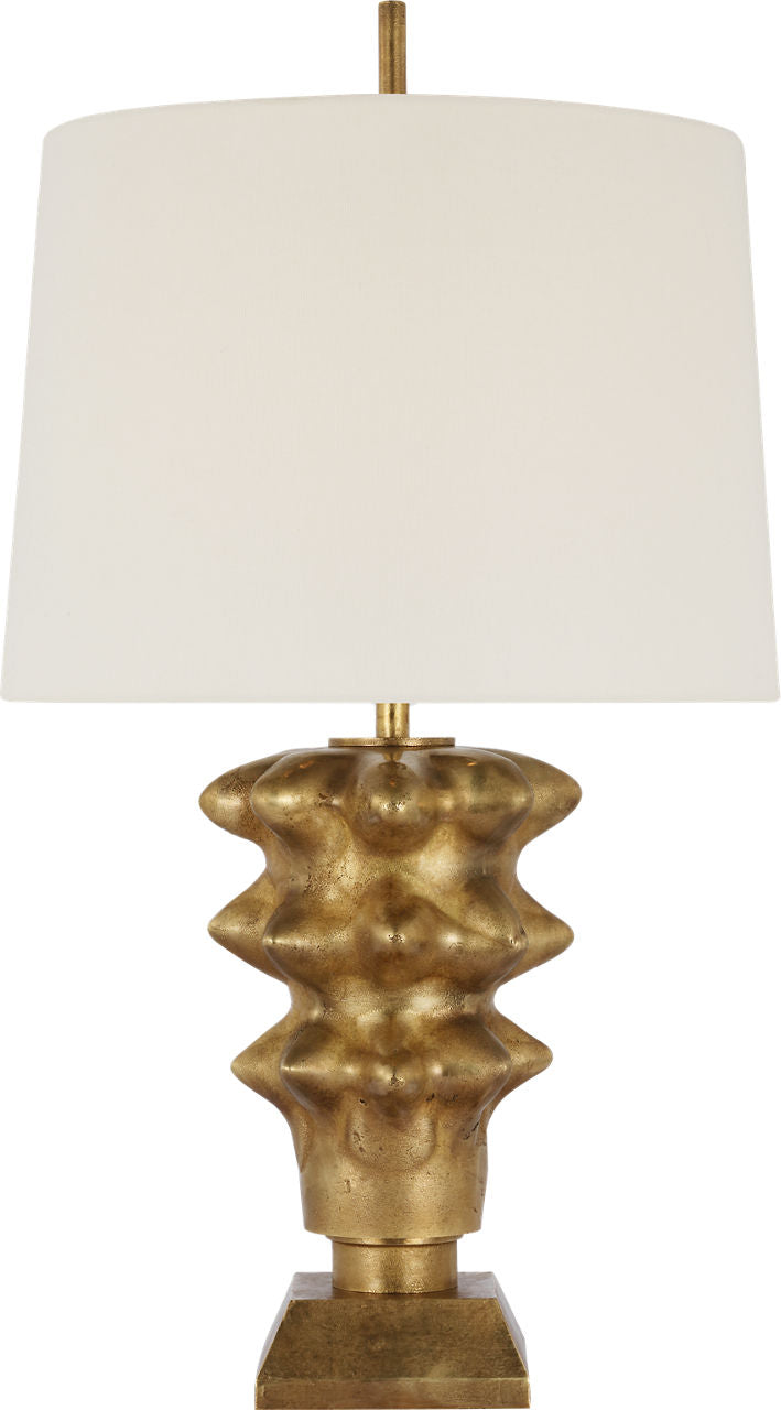 Luxor Medium Table Lamp | Museum Brass | Linen Shade