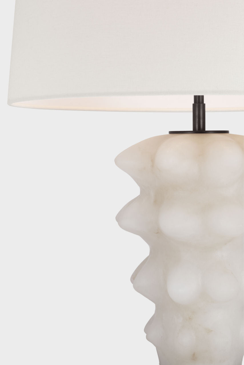 Luxor Large Table Lamp | Alabaster and Bronze | Linen Shade