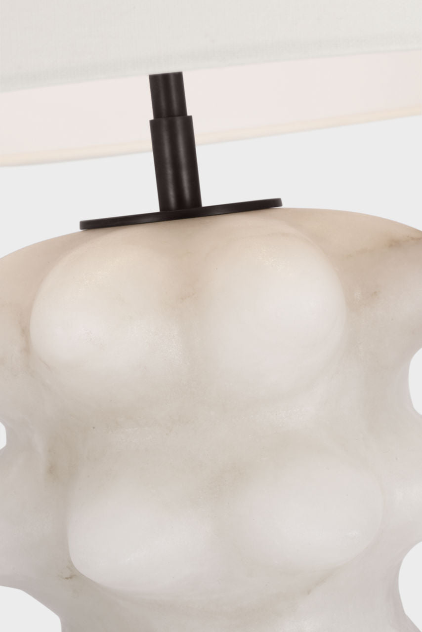 Luxor Large Table Lamp | Alabaster and Bronze | Linen Shade