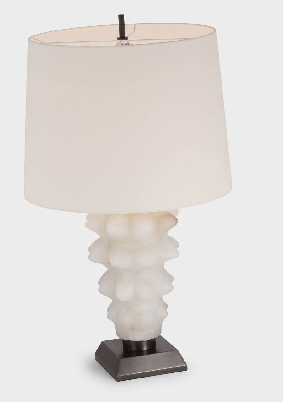 Luxor Large Table Lamp | Alabaster and Bronze | Linen Shade