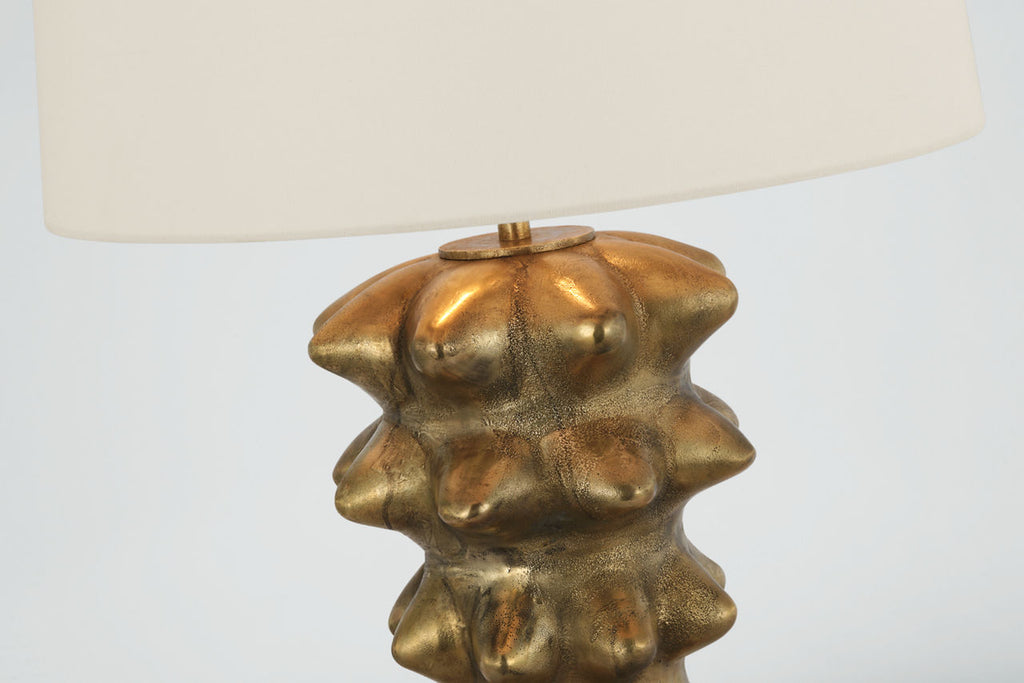 Luxor Large Table Lamp | Museum Brass | Linen Shade