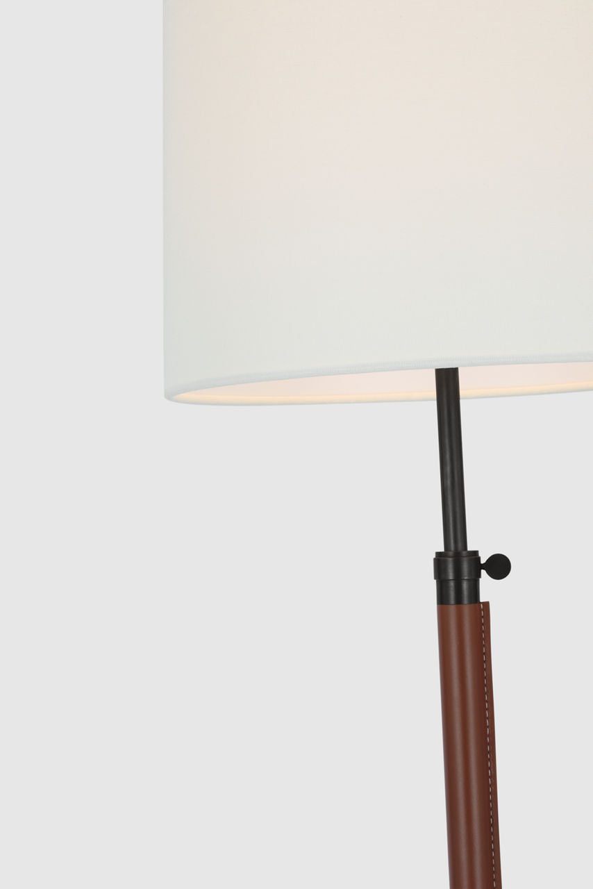 Bryant Large Wrapped Table Lamp | Bronze and Saddle Leather | Linen Shade