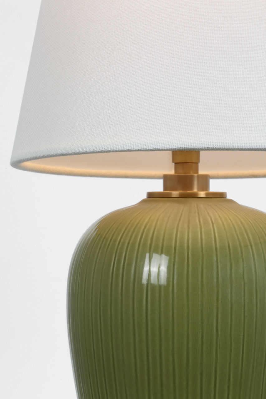 Opera 16" Table Lamp | Light Olive | Linen Shade