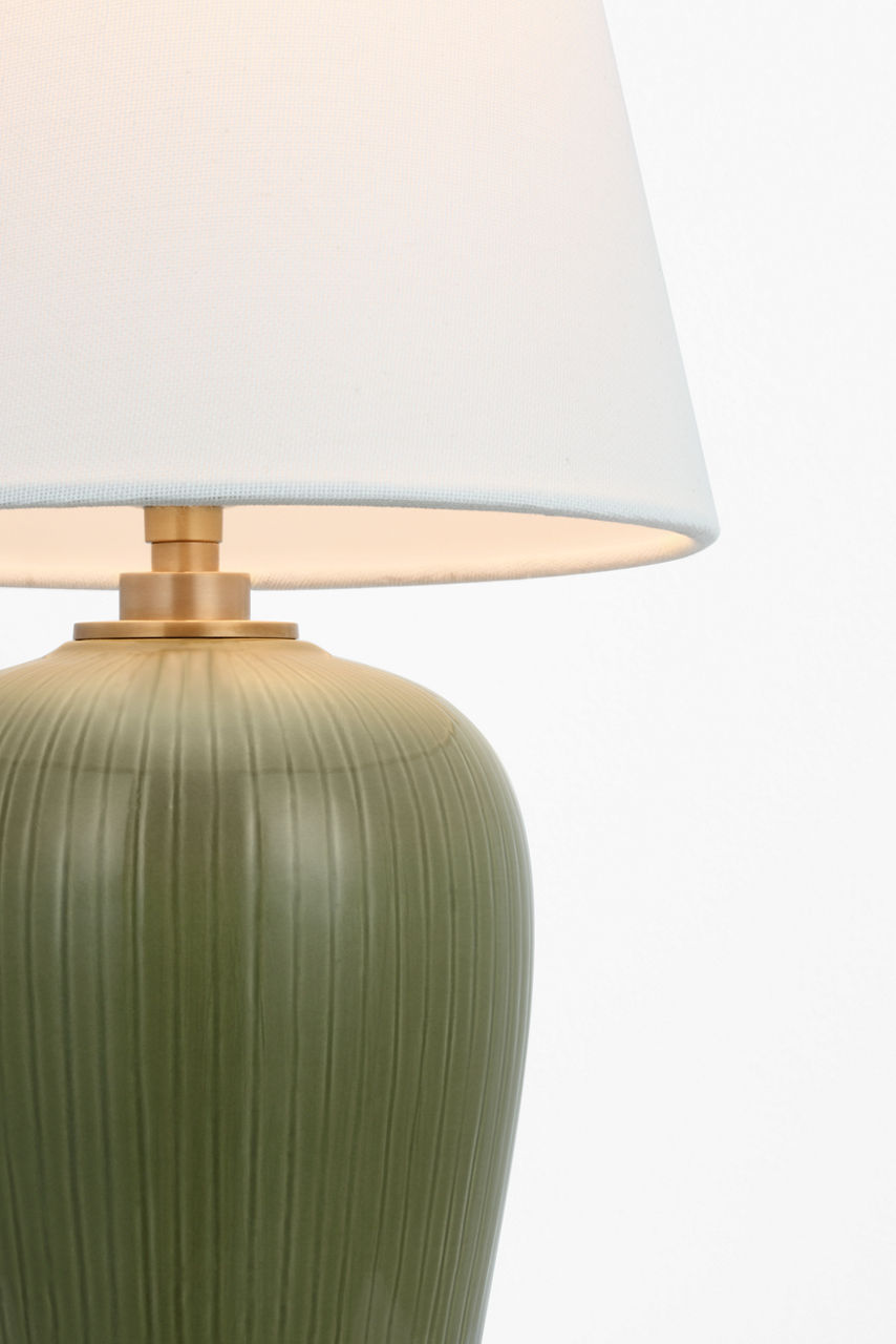 Opera 16" Table Lamp | Light Olive | Linen Shade
