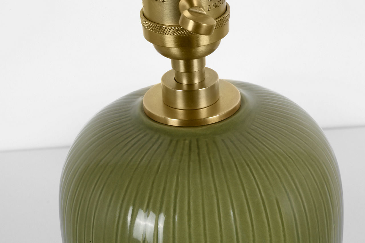 Opera 16" Table Lamp | Light Olive | Linen Shade