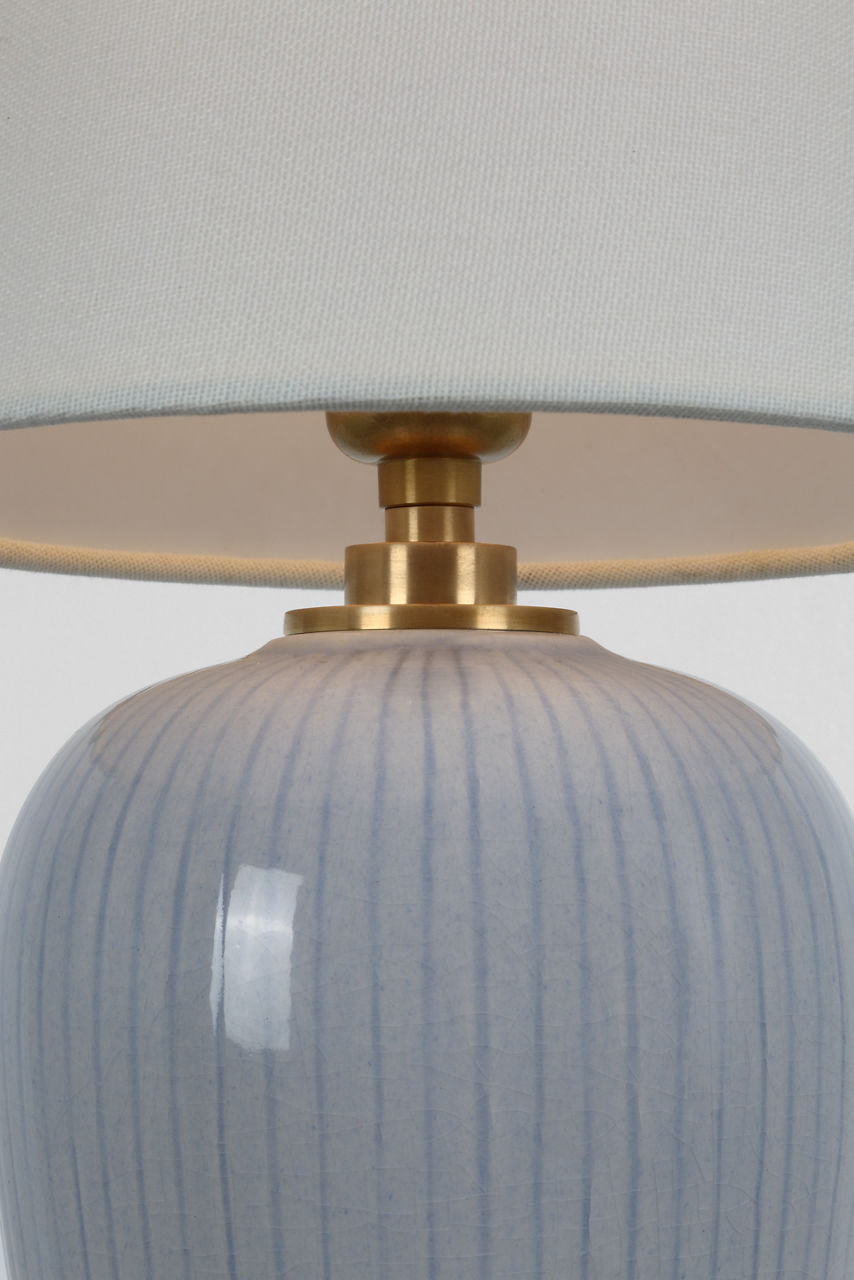 Opera 16" Table Lamp | Polar Blue Crackle | Linen Shade
