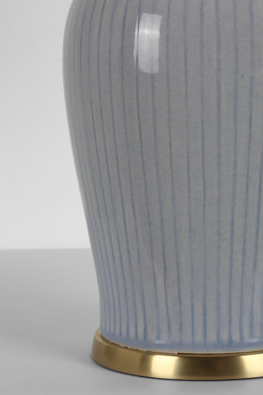 Opera 16" Table Lamp | Polar Blue Crackle | Linen Shade