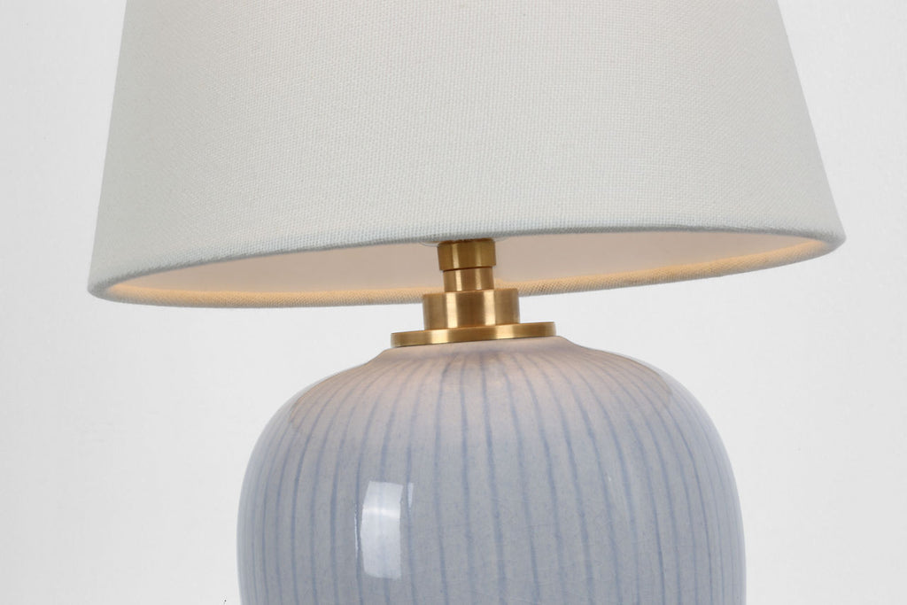 Opera 16" Table Lamp | Polar Blue Crackle | Linen Shade