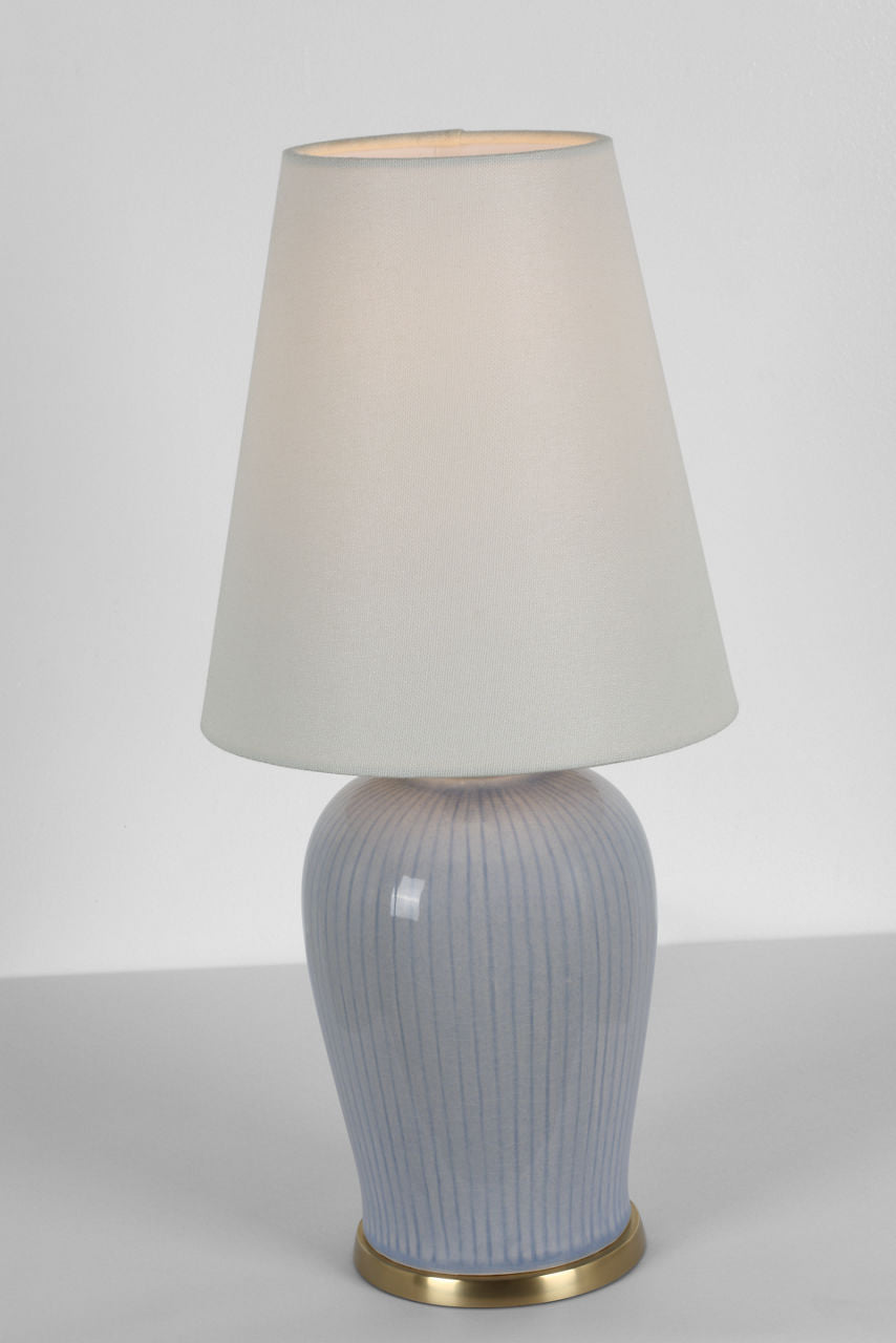 Opera 16" Table Lamp | Polar Blue Crackle | Linen Shade