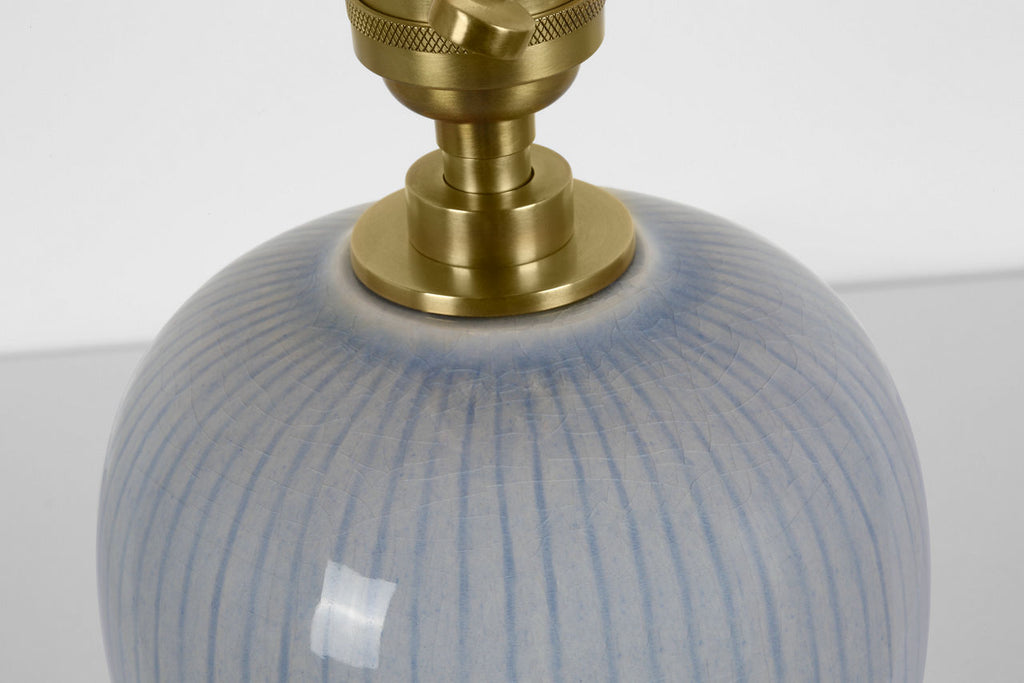 Opera 16" Table Lamp | Polar Blue Crackle | Linen Shade