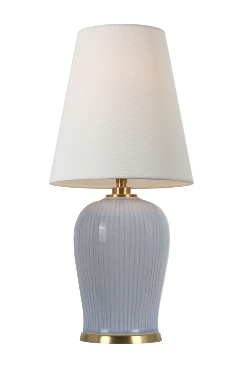Opera 16" Table Lamp | Polar Blue Crackle | Linen Shade
