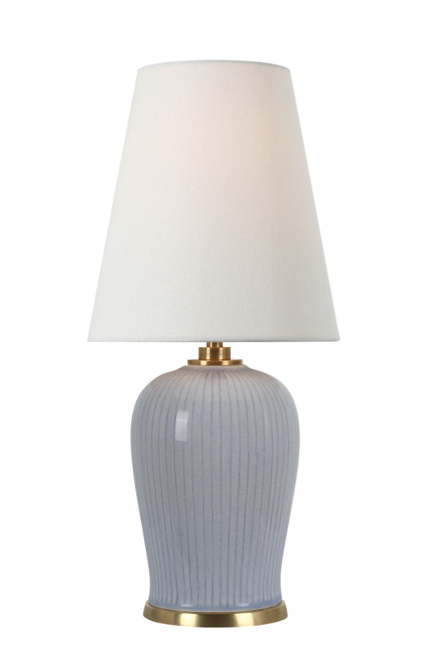 Opera 16" Table Lamp | Polar Blue Crackle | Linen Shade