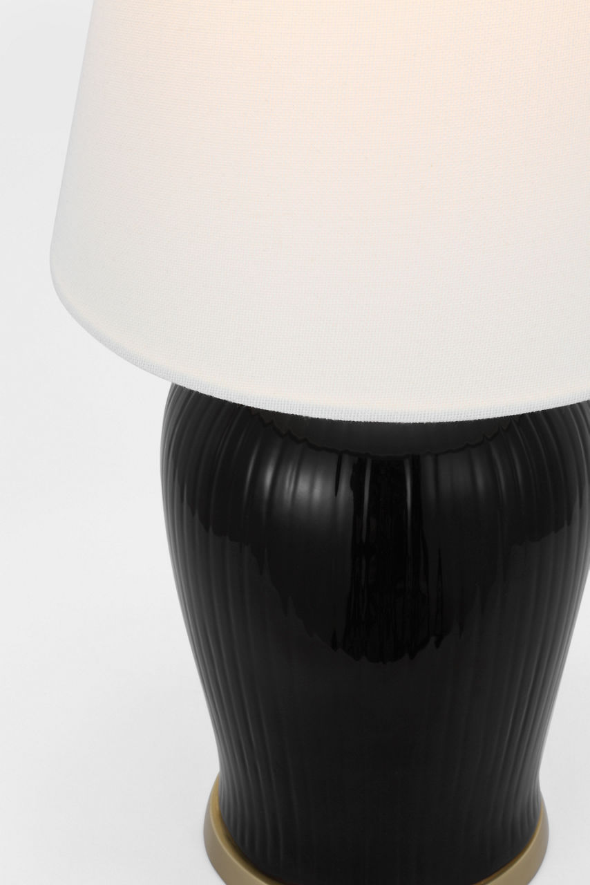 Opera 16" Table Lamp | Raven Black | Linen Shade