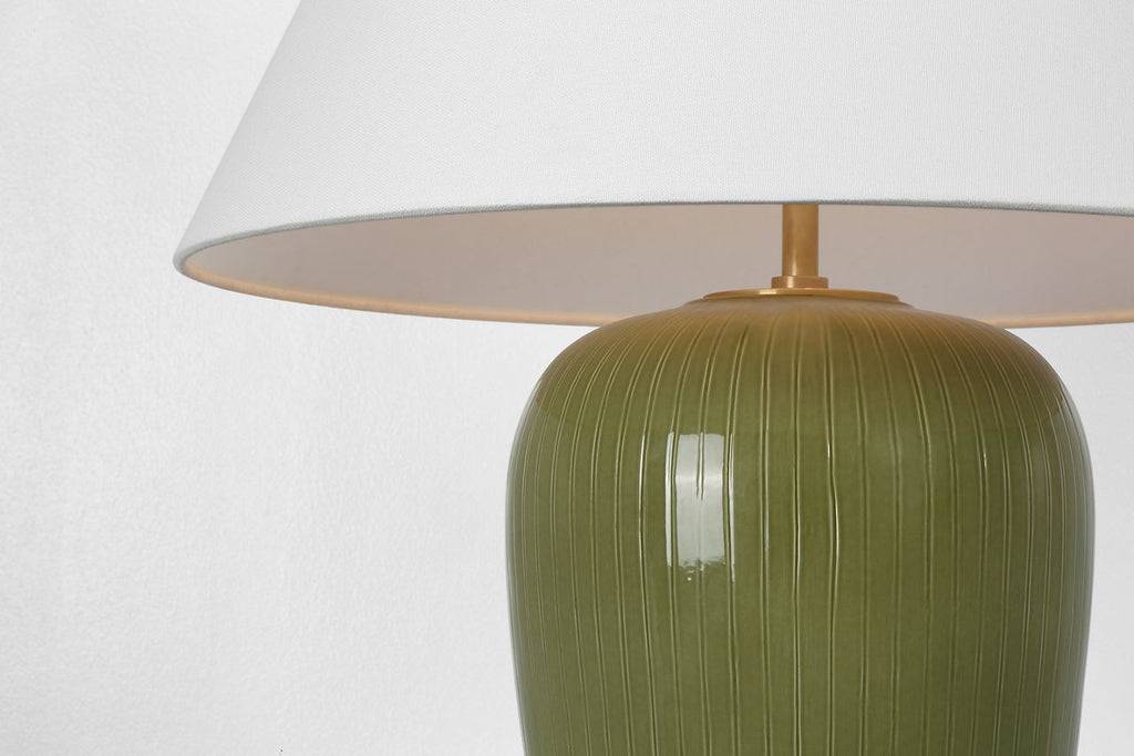 Opera 30" Table Lamp | Light Olive | Linen Shade